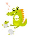 Card with croco Mom and children