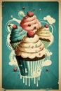 Card with cupcakes. Generative AI