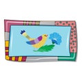 Card with a cute decorative animal in the original frame. Children`s card for holidays, birthdays, sticker, ceramic tile template