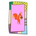 Card with a cute decorative animal in the original frame. Children`s card for holidays, birthdays, sticker, ceramic tile template