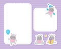 Card with Cute Hippo Character Having Fun and Smiling Vector Template Royalty Free Stock Photo