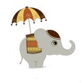 Cute indian elephant with umbrella