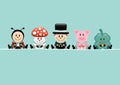 Card Ladybug Fly Agaric Chimney Sweep Pig And Cloverleaf Turquoise Royalty Free Stock Photo