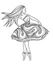 Card, dancing girl in a dress. Anti-paint for adults