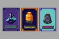 Card deck. Collection game art. Fantasy ui kit with magic items. User interface design elements with decorative frame