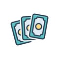 Color illustration icon for Card Deck, playing and stack