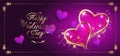 Card with decorative hearts and handwriting romantic calligraphic lettering