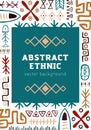 Card design with ethnic ornament frame, African tribal pattern. Modern abstract vertical background template with