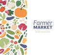 Card design with fresh organic vegetables. Veggie background for vegetarian farmer market. Backdrop with farm harvest