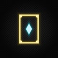 Card, diamond neon icon. Blue and yellow neon vector icon