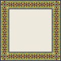 Card diploma certificate frame floral ornament traditional arabic muslim victorian gems imitation above polished yellow marble