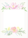 Card with floral frame and space for text. Wedding invitation, postcard, poster, flyer with flowers in pastel colors Royalty Free Stock Photo