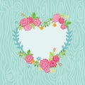 Card with Floral Heart Wreath