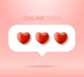 Card or Flyer Valentine realistic red heart Like counter, comment follower and notification symbol vector illustration