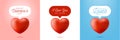 Card or Flyer Valentine realistic red heart Like counter set, comment follower and notification symbol vector illustration