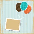 Card with flying balloons in retro style Royalty Free Stock Photo