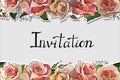 Seamless floral garland and lettering Invitation Royalty Free Stock Photo