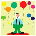 Card with funny clown with balloons