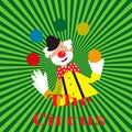 Card with funny clown juggling balls Royalty Free Stock Photo