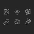 Card games chalk white icons set on black background Royalty Free Stock Photo