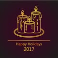 Card with golden candles. Royalty Free Stock Photo