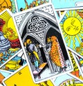 Three III of Pentacles Tarot Card Teamwork Learning Royalty Free Stock Photo