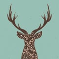 Card with hand drawn typography design element and deer for greeting cards, posters and print.