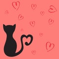 Card with hearts and cat