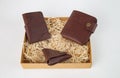 Card holder, wallet, coins wallet in the box Royalty Free Stock Photo