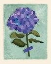 Card with a hydrangea in a green background. Royalty Free Stock Photo