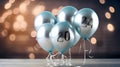 Card, illustration, graphic of balloons with the inscription 2024 to celebrate the new year. Bokeh effect as a background Royalty Free Stock Photo