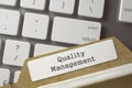 Card Index with Inscription Quality Management. 3D. Royalty Free Stock Photo