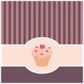 Card or invitation with muffin cupcake and heart