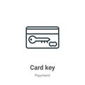 Card key outline vector icon. Thin line black card key icon, flat vector simple element illustration from editable payment concept Royalty Free Stock Photo