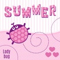 Card ladybug pink vector illustration Royalty Free Stock Photo