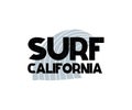 Card with lettering Surf California and wave in scandinavian style. Vector illustration