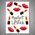 Card with lips and lipsticks