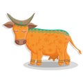 Card with lovely cute pattern cow. Vector illustration in cartoon style. Royalty Free Stock Photo