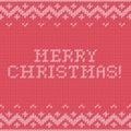 Card of Merry Christmas 2016 with knitted texture