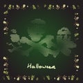 Card Merry Halloween bones theme in shades of green