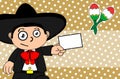 Card mexican mariachi cartoon expressions background