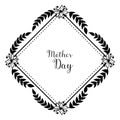 Card mother day, design silhouette flower frame, style elegant. Vector