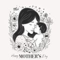 A card for mothers day celebration with mother and baby is hugging ai generative