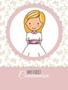 Card my first communion girl Royalty Free Stock Photo