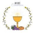 Card my first communion invitation Royalty Free Stock Photo