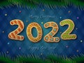 Card of New Year 2022 in shape of gingerbread