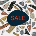 Card with note sale on terrazzo seamless pattern