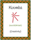 A card with one of the Kwanzaa principles. Symbol Kuumba means Creativity in Swahili. Poster with an ethnic African