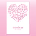 Card with openwork heart with flowers. Laser cutting template. Royalty Free Stock Photo