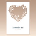 Card with openwork heart with flowers and space for text. Laser cutting template for greeting cards.